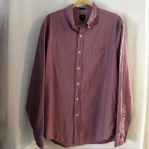 J Crew Flex Men's Button Down Red White Gingham Classic Fit Shirt Size X-Large